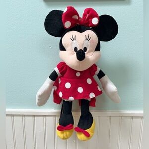 Minnie Mouse plush backpack red and white polka dot dress and bow